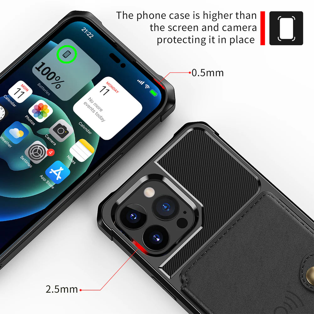 Luxury iPhone Case — Magnetic Leather Wallet Cover with Card Slot Holder, Flip Stand Design, Shockproof Anti-Drop Protection and Slim Dustproof Anti-Fingerprint Finish