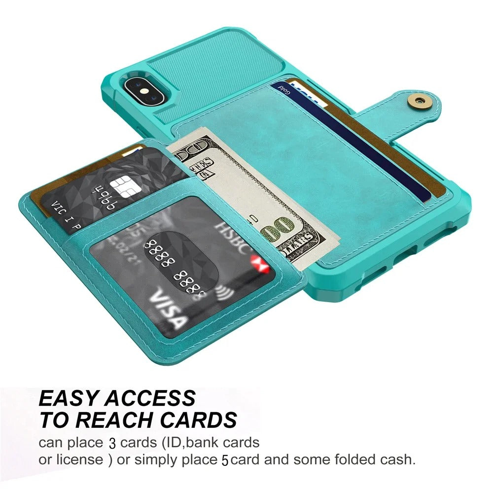 Luxury iPhone Case — Magnetic Leather Wallet Cover with Card Slot Holder, Flip Stand Design, Shockproof Anti-Drop Protection and Slim Dustproof Anti-Fingerprint Finish