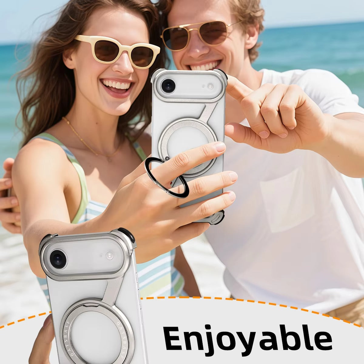Luxury iPhone Case — Metal Magnetic Frameless Aluminum Alloy Cover with 360° Rotating Stand Ring, MagSafe-Compatible Shockproof Protective Design