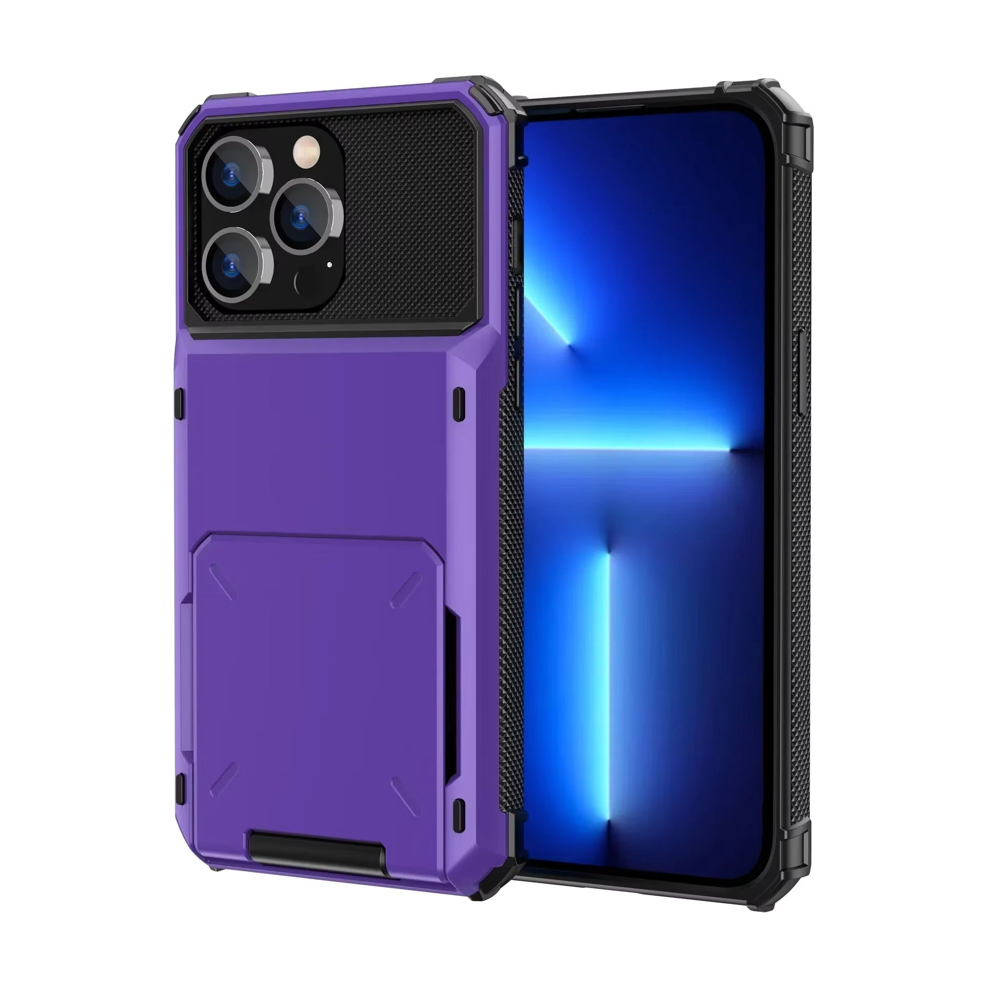 Luxury iPhone Wallet Case with 5-Card Slot — Hidden Flip Door Card Holder, Dual Layer Shockproof Armor, Raised Screen Lip, Scratch-Resistant Protective Cover
