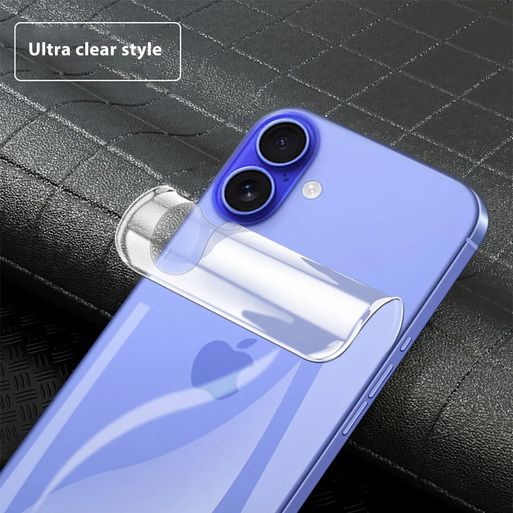 Minimalist iPhone Back Hydrogel Film Protector – Soft Clear Protective Layer with Scratch Resistance, Impact Absorption & Smooth Finish for Rear Surface Protection
