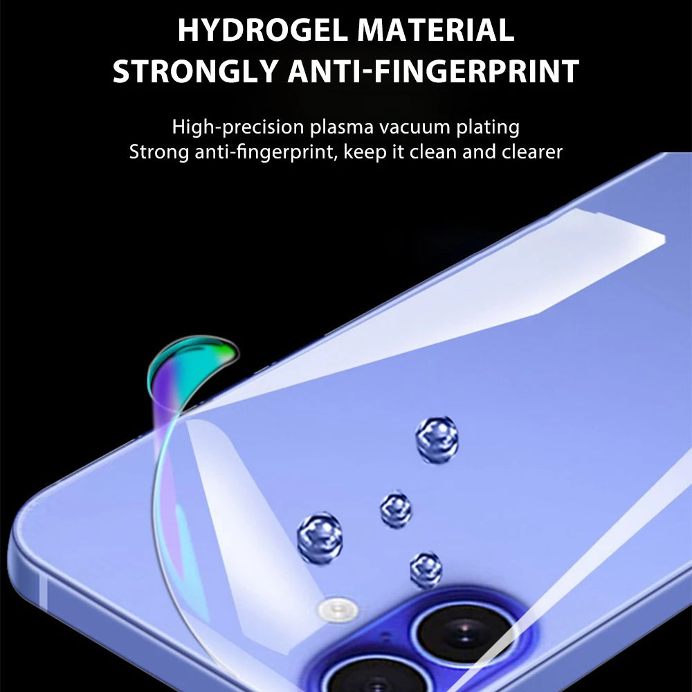 Minimalist iPhone Back Hydrogel Film Protector – Soft Clear Protective Layer with Scratch Resistance, Impact Absorption & Smooth Finish for Rear Surface Protection