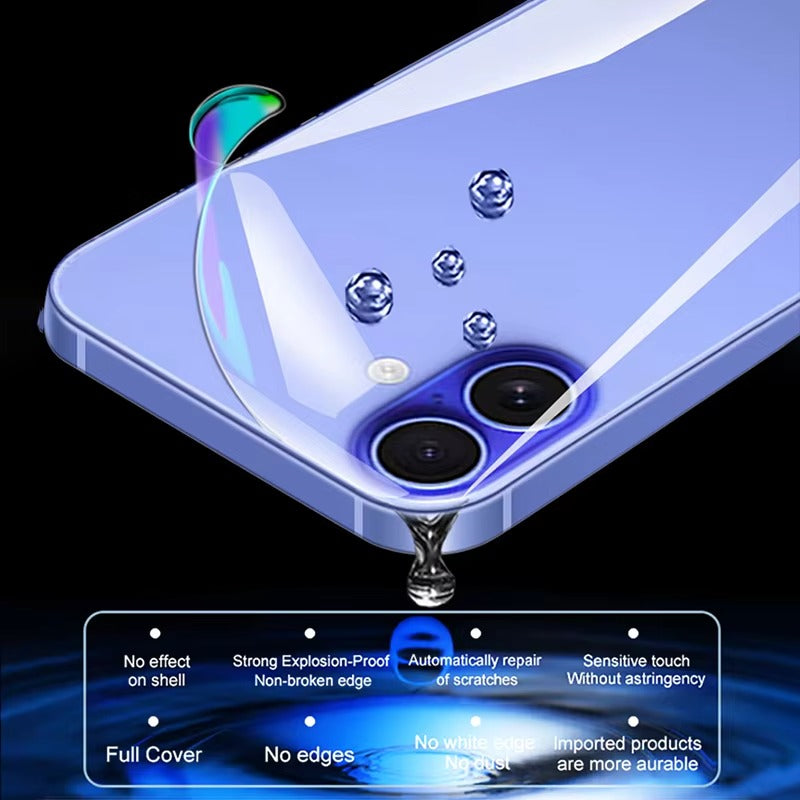 Minimalist iPhone Back Hydrogel Film Protector – Soft Clear Protective Layer with Scratch Resistance, Impact Absorption & Smooth Finish for Rear Surface Protection