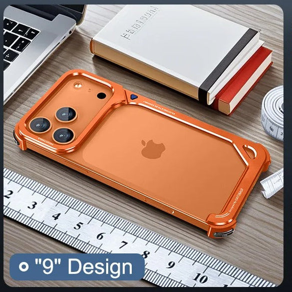 Minimalist iPhone Case — Aluminum Frame with Lens Holder, MagSafe Wireless-Charging Support, Slim Drop-Protection Metal Design