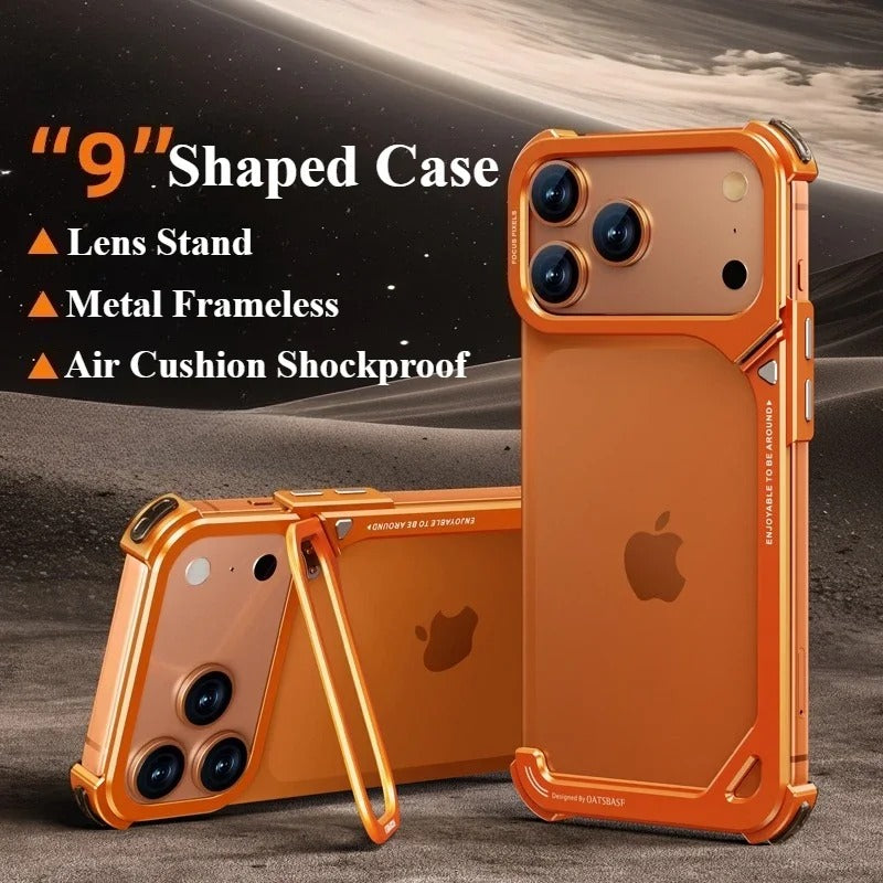 Minimalist iPhone Case — Aluminum Frame with Lens Holder, MagSafe Wireless-Charging Support, Slim Drop-Protection Metal Design