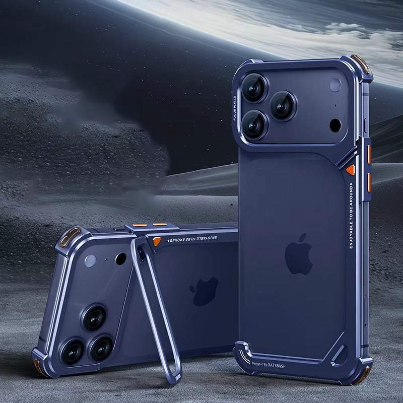 Minimalist iPhone Case — Aluminum Frame with Lens Holder, MagSafe Wireless-Charging Support, Slim Drop-Protection Metal Design