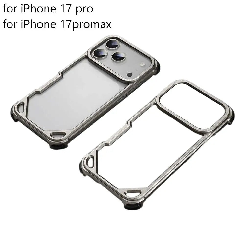 Minimalist iPhone Case — Ultra-Thin Aluminum Alloy Cover with Shockproof Protection and Wireless-Charging Support