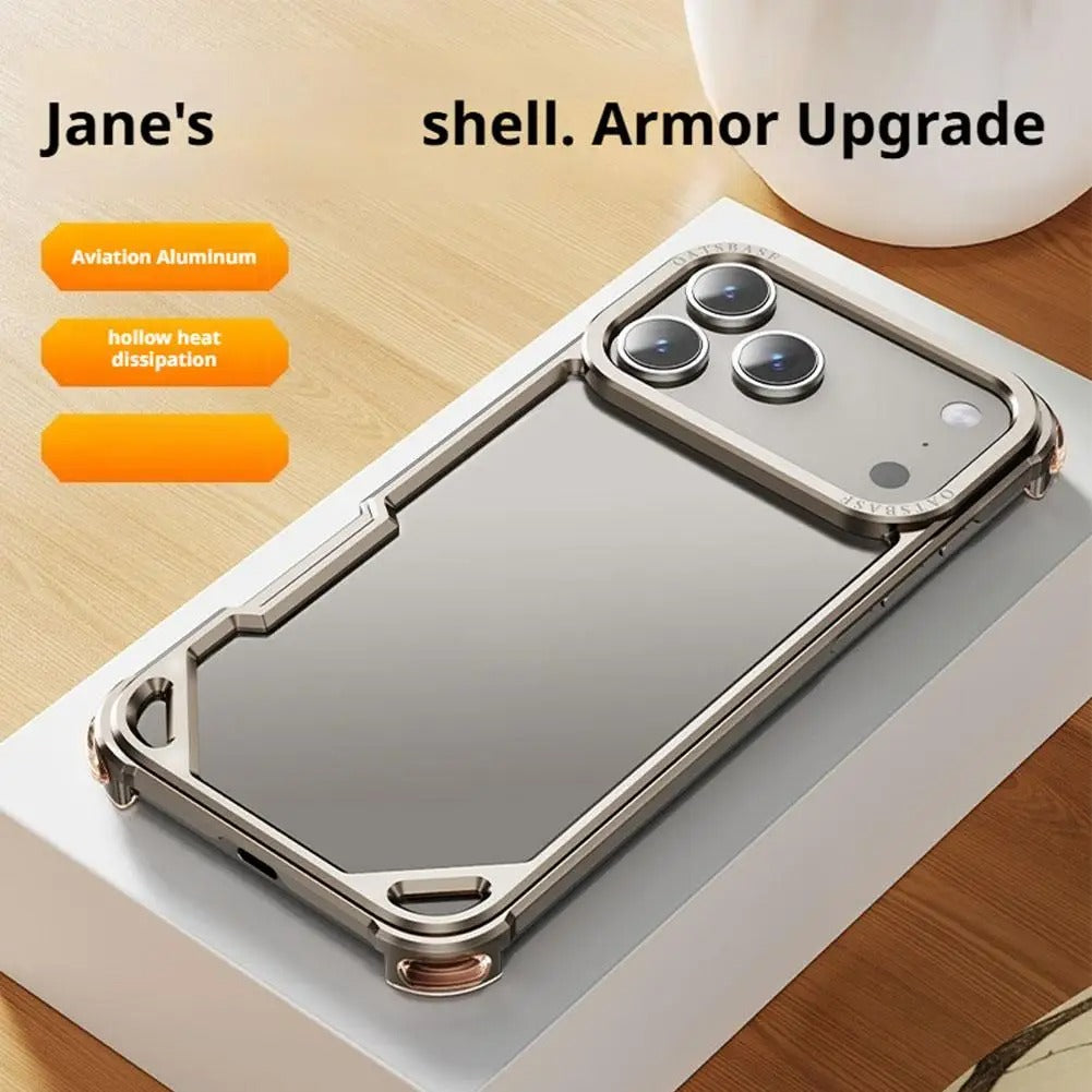 Minimalist iPhone Case — Ultra-Thin Aluminum Alloy Cover with Shockproof Protection and Wireless-Charging Support