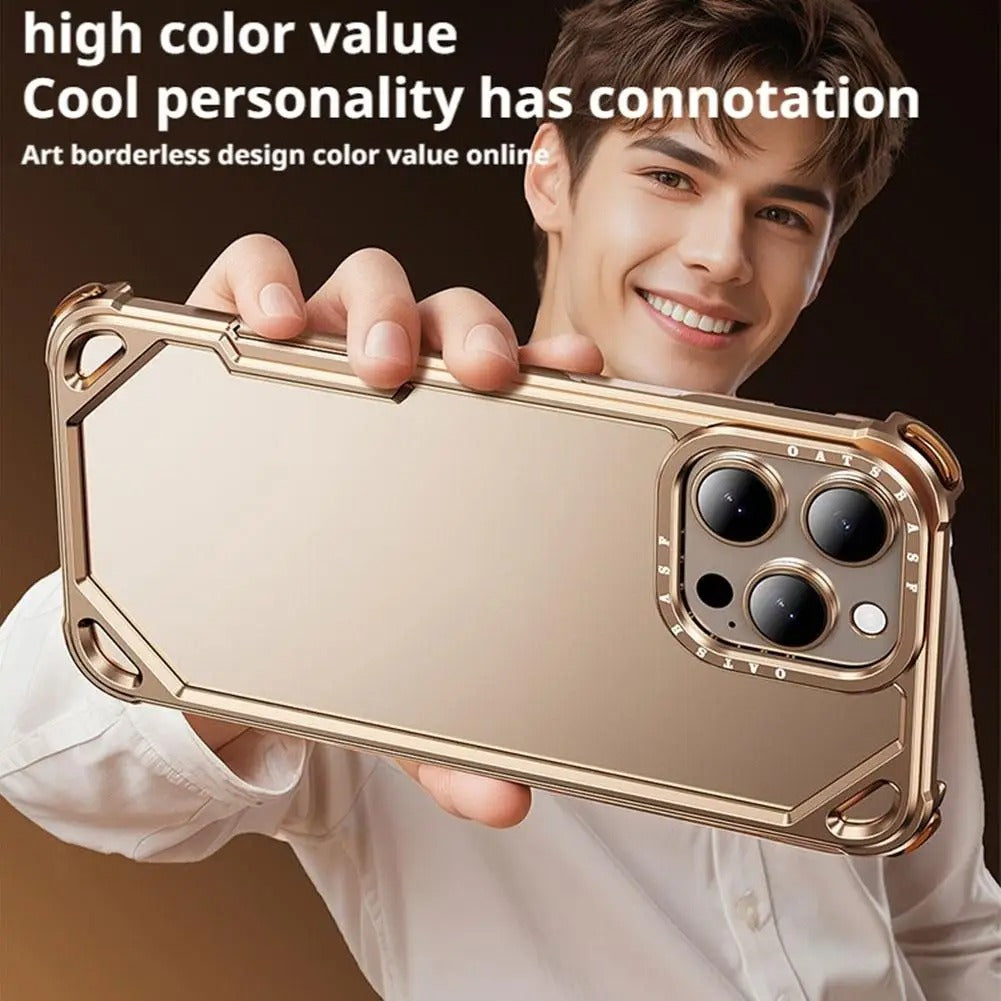 Minimalist iPhone Case — Ultra-Thin Aluminum Alloy Cover with Shockproof Protection and Wireless-Charging Support