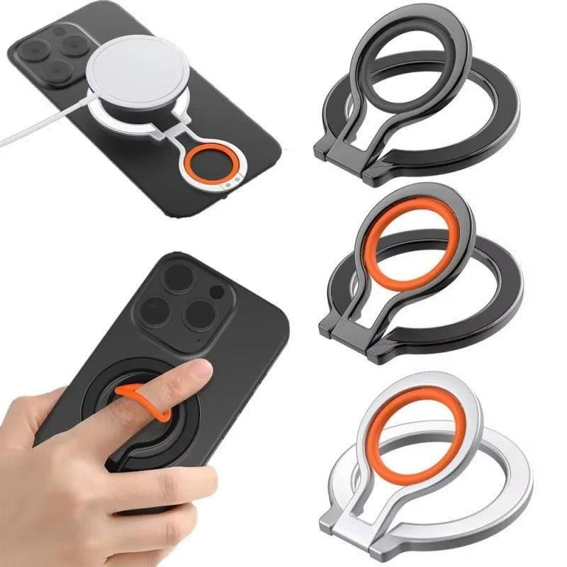 Minimalist iPhone Magnetic Finger Ring Holder, Slim MagSafe Phone Grip Stand with Secure Hold & Smooth Rotation