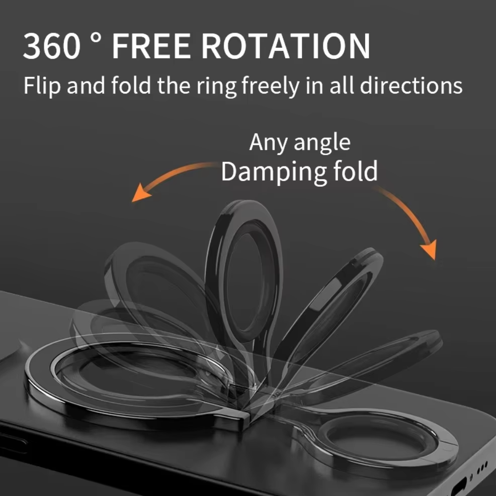 Minimalist iPhone Magnetic Finger Ring Holder, Slim MagSafe Phone Grip Stand with Secure Hold & Smooth Rotation