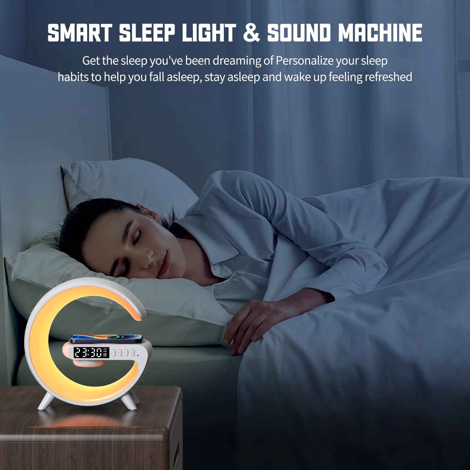 Premium 15W Multifunction Wireless Charger Pad with Speaker, RGB Night Light, Fast Charging Stand, USB-C Input & Charging Indicator for Smartphones