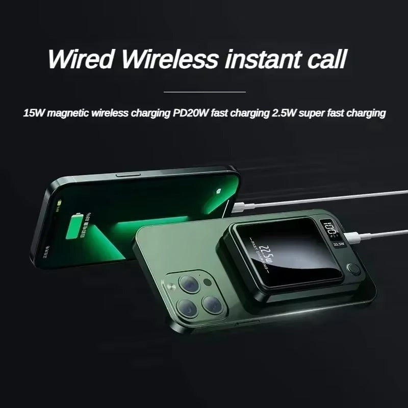 Premium 200000mAh Power Bank Magnetic Wireless Fast Charging 22.5W, Large Capacity Portable External Battery for iPhone Samsung Xiaomi