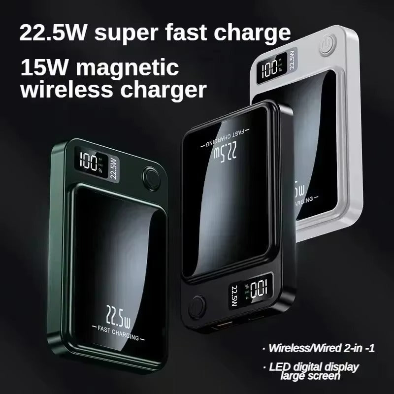 Premium 200000mAh Power Bank Magnetic Wireless Fast Charging 22.5W, Large Capacity Portable External Battery for iPhone Samsung Xiaomi