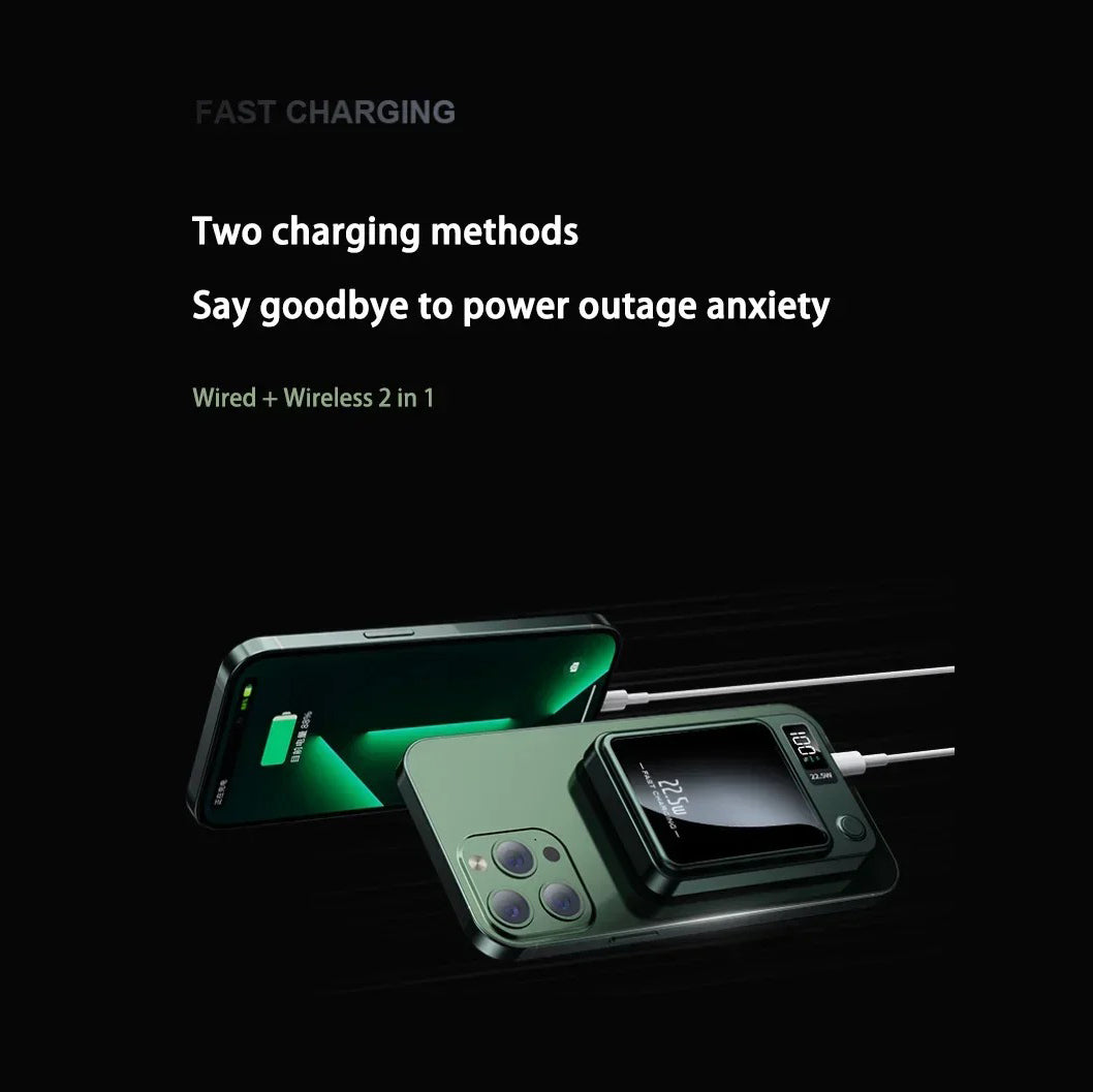 Premium 200000mAh Power Bank Magnetic Wireless Fast Charging 22.5W, Large Capacity Portable External Battery for iPhone Samsung Xiaomi