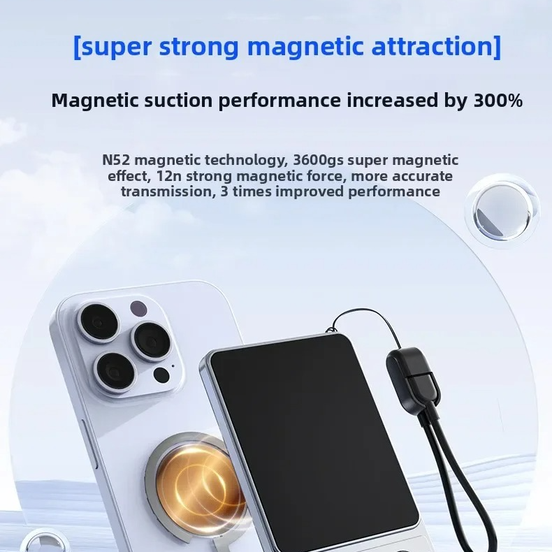 Premium 3-in-1 Magnetic Wireless Power Bank with Metal Stand, Fast Charging, Digital Display, Built-In Cables, Ultra-Thin Portable Battery Pack