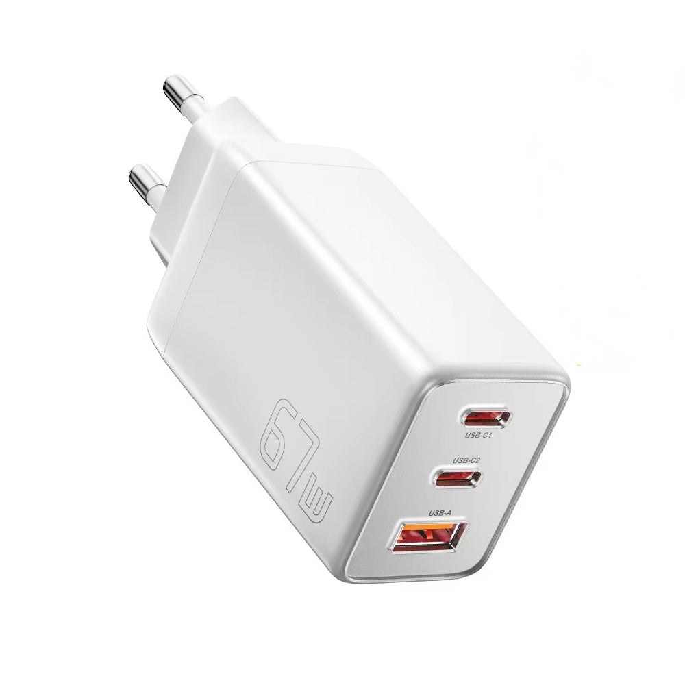 Premium 67W GaN Fast Charging Wall Charger with USB-C & USB Ports, PD Quick Charge Technology, Portable Travel Charger for Multiple Devices