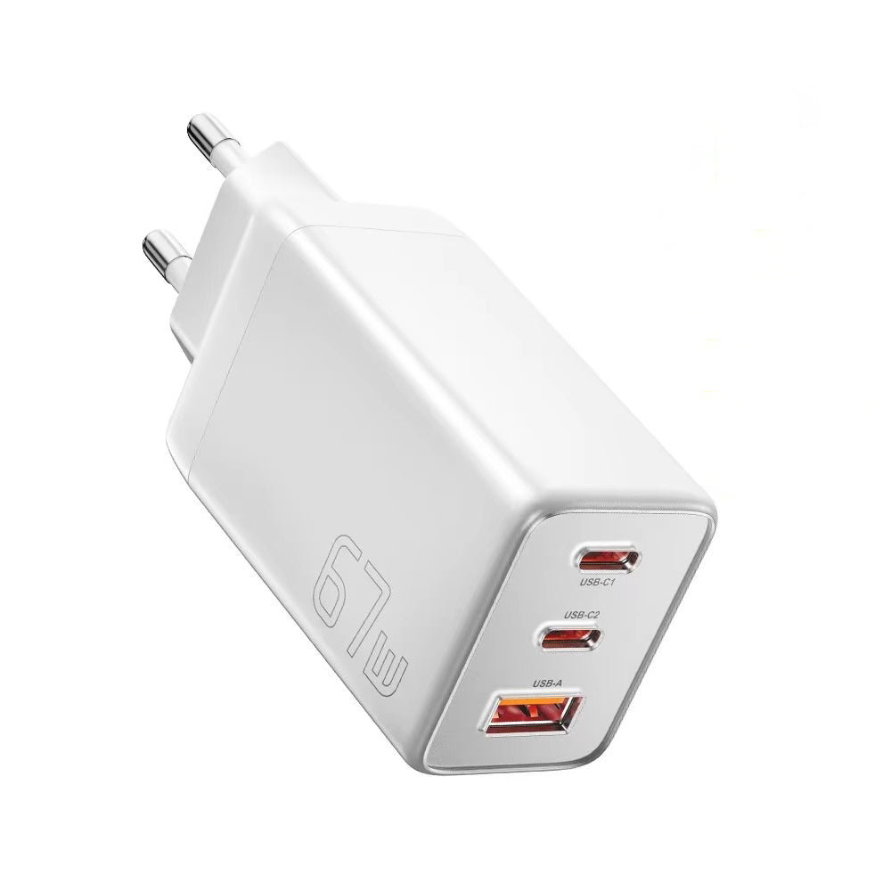 Premium 67W GaN Fast Charging Wall Charger with USB-C & USB Ports, PD Quick Charge Technology, Portable Travel Charger for Multiple Devices