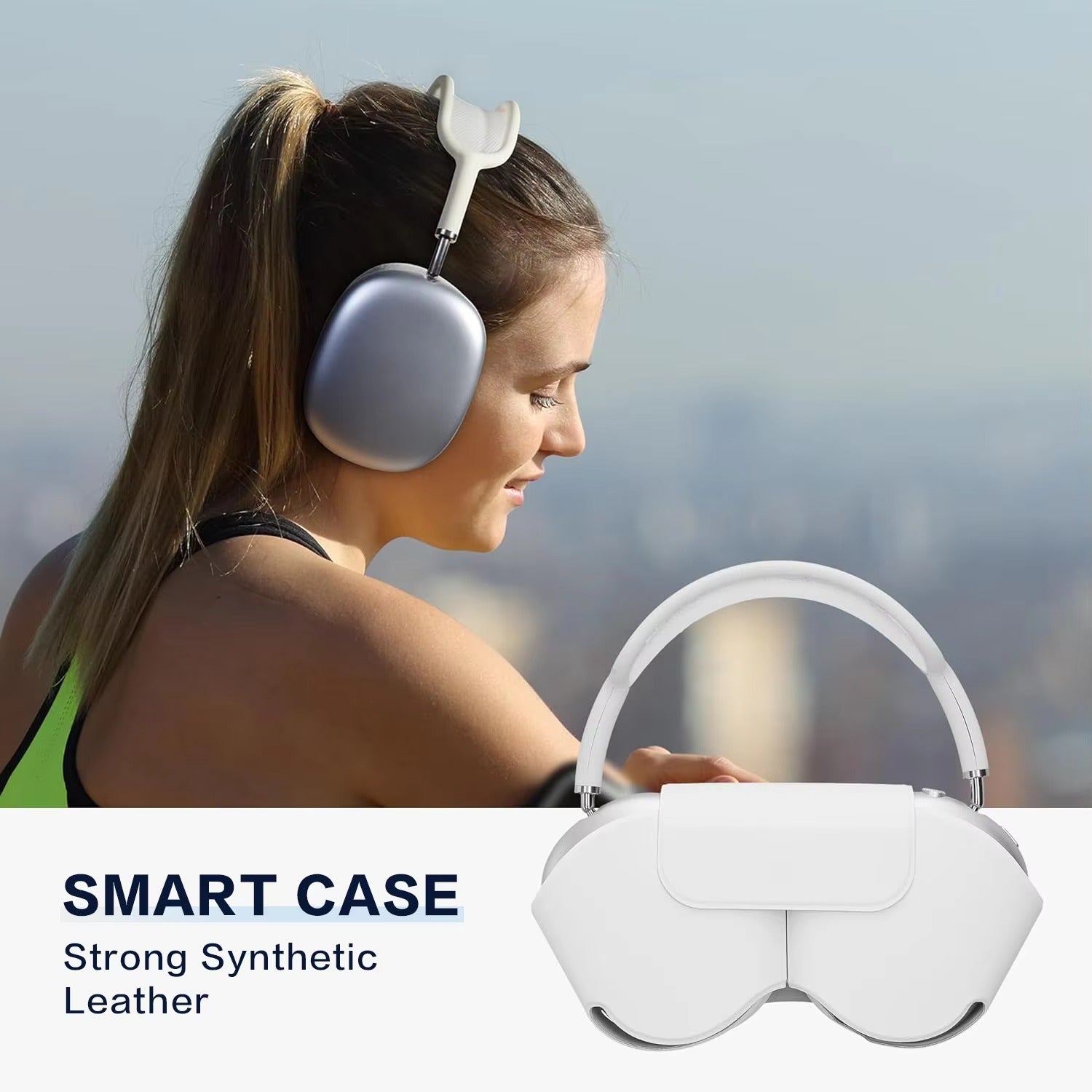 Premium AirPods Max High-Quality Leather Headphone Case, Scratch-Resistant Protective Cover with Smart Sleep Mode