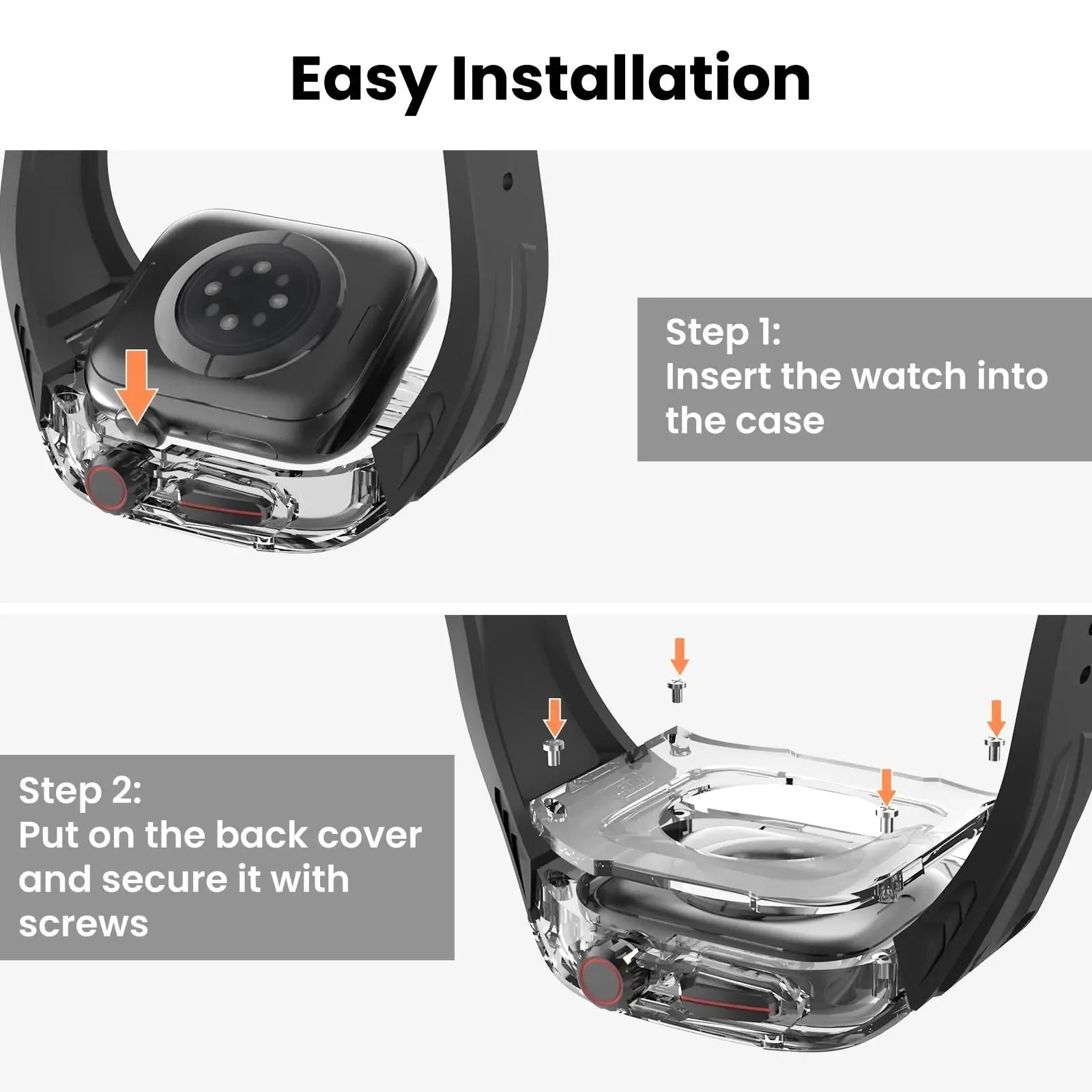 Premium Apple Watch Clear Strap & Protective Case Mod Kit with Transparent Upgrade Design