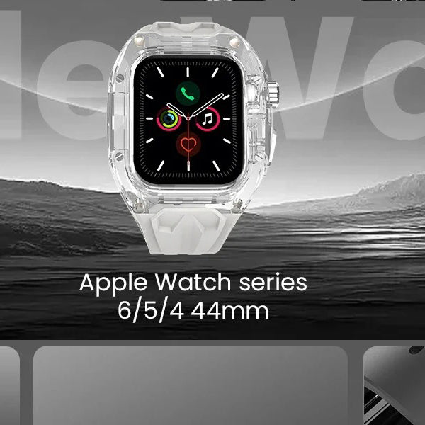 Premium Apple Watch Clear Strap & Protective Case Mod Kit with Transparent Upgrade Design