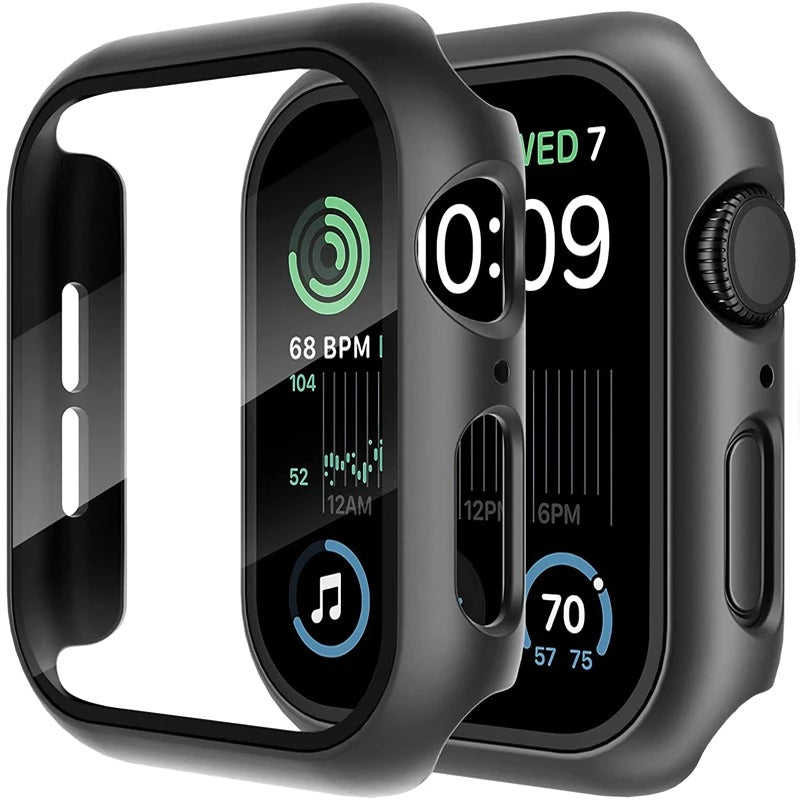 Premium Apple Watch Glass Case & Screen Protector Cover, Full Protection Housing for Series Watches 38mm–45mm