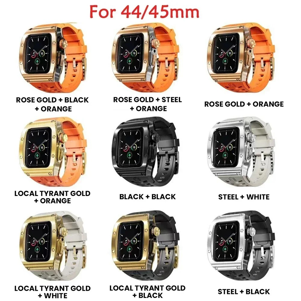 Premium Apple Watch Mod Kit with Stainless Steel Case & Sport Band, Upgrade Protection Set for Ultra & Series Models