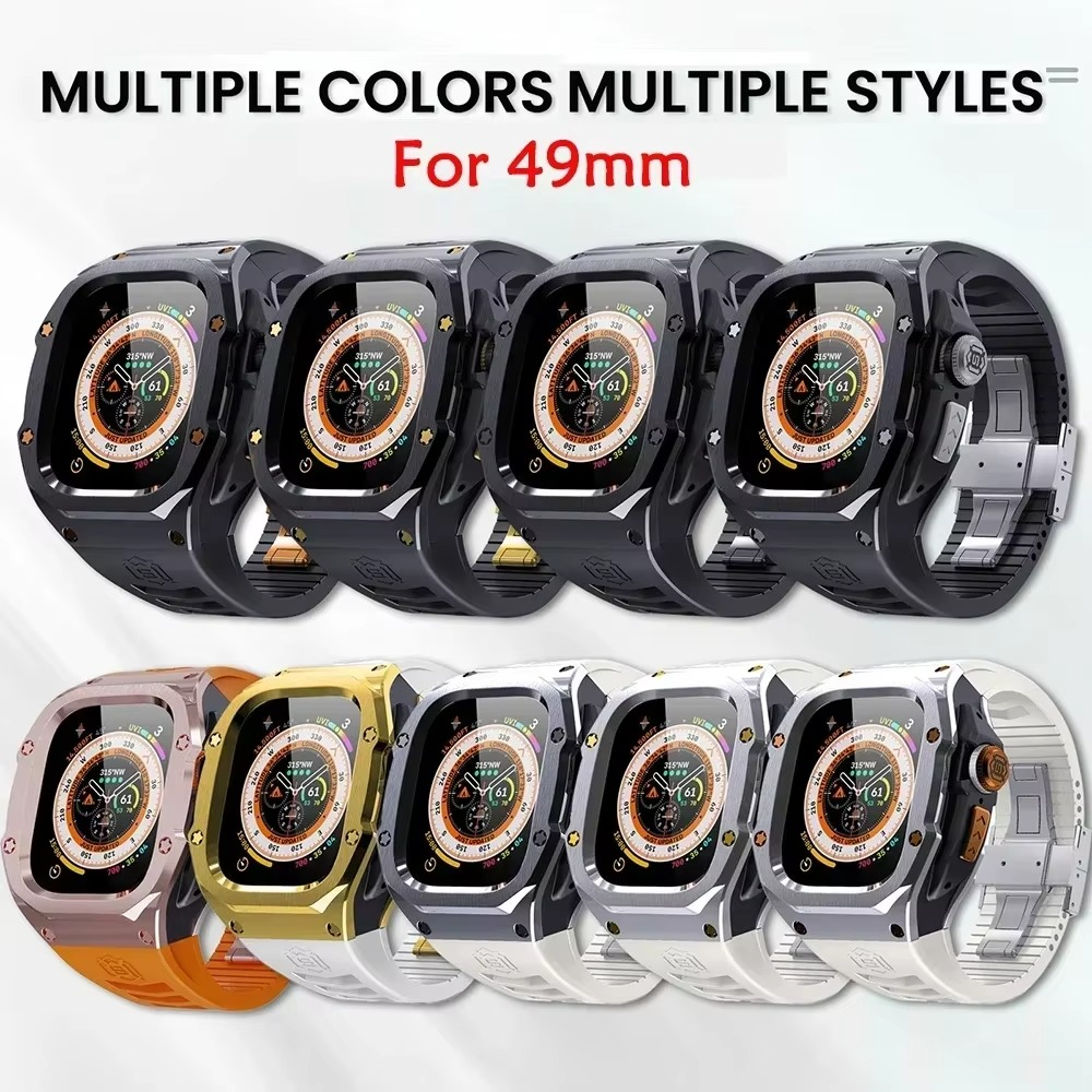Premium Apple Watch Mod Kit with Stainless Steel Case & Sport Band, Upgrade Protection Set for Ultra & Series Models