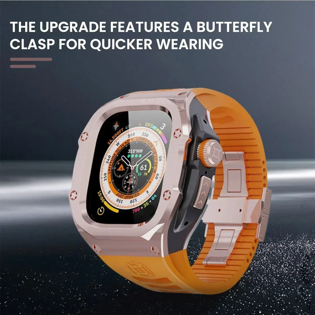 Premium Apple Watch Mod Kit with Stainless Steel Case & Sport Band, Upgrade Protection Set for Ultra & Series Models