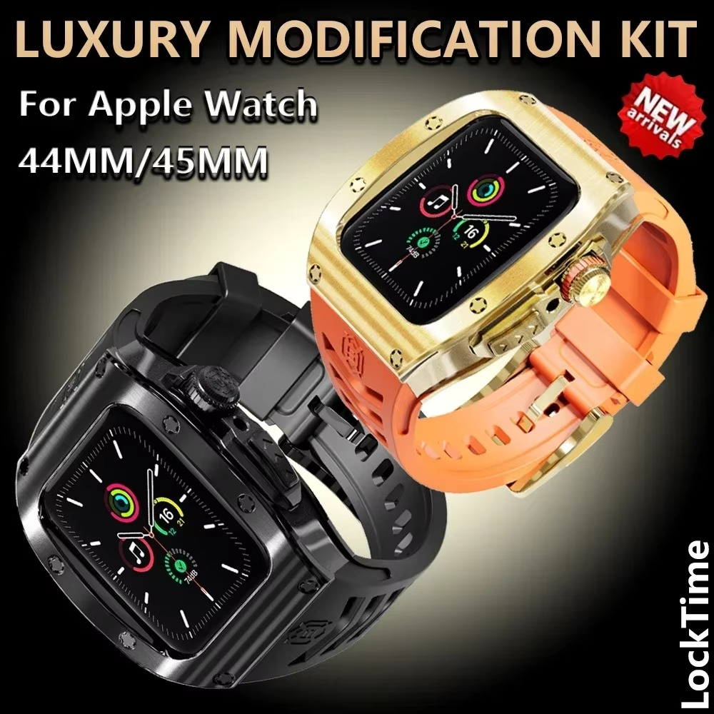 Premium Apple Watch Mod Kit with Stainless Steel Case & Sport Band, Upgrade Protection Set for Ultra & Series Models