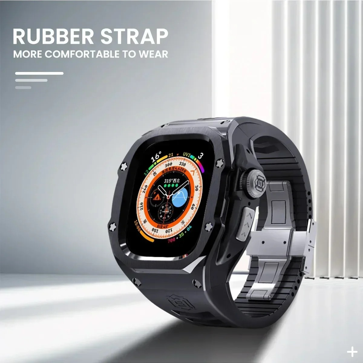 Premium Apple Watch Mod Kit with Stainless Steel Case & Sport Band, Upgrade Protection Set for Ultra & Series Models