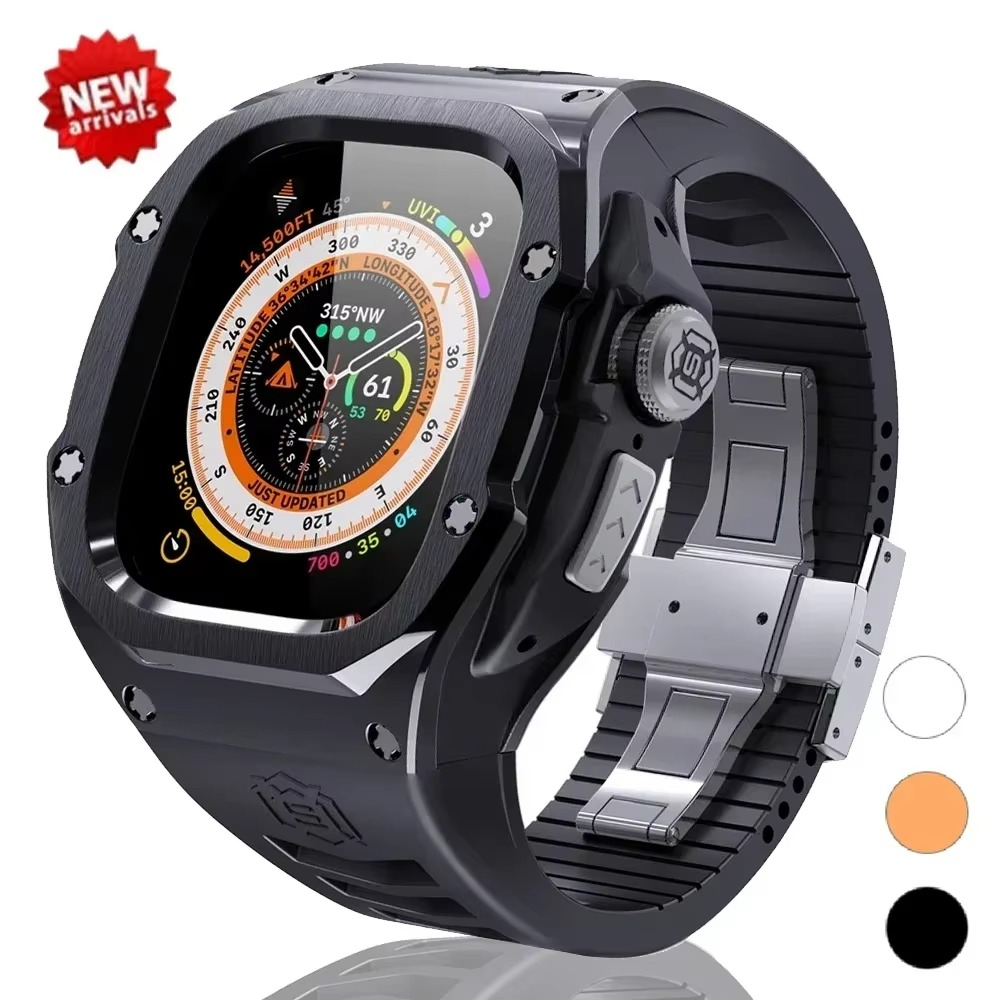 Premium Apple Watch Mod Kit with Stainless Steel Case & Sport Band, Upgrade Protection Set for Ultra & Series Models