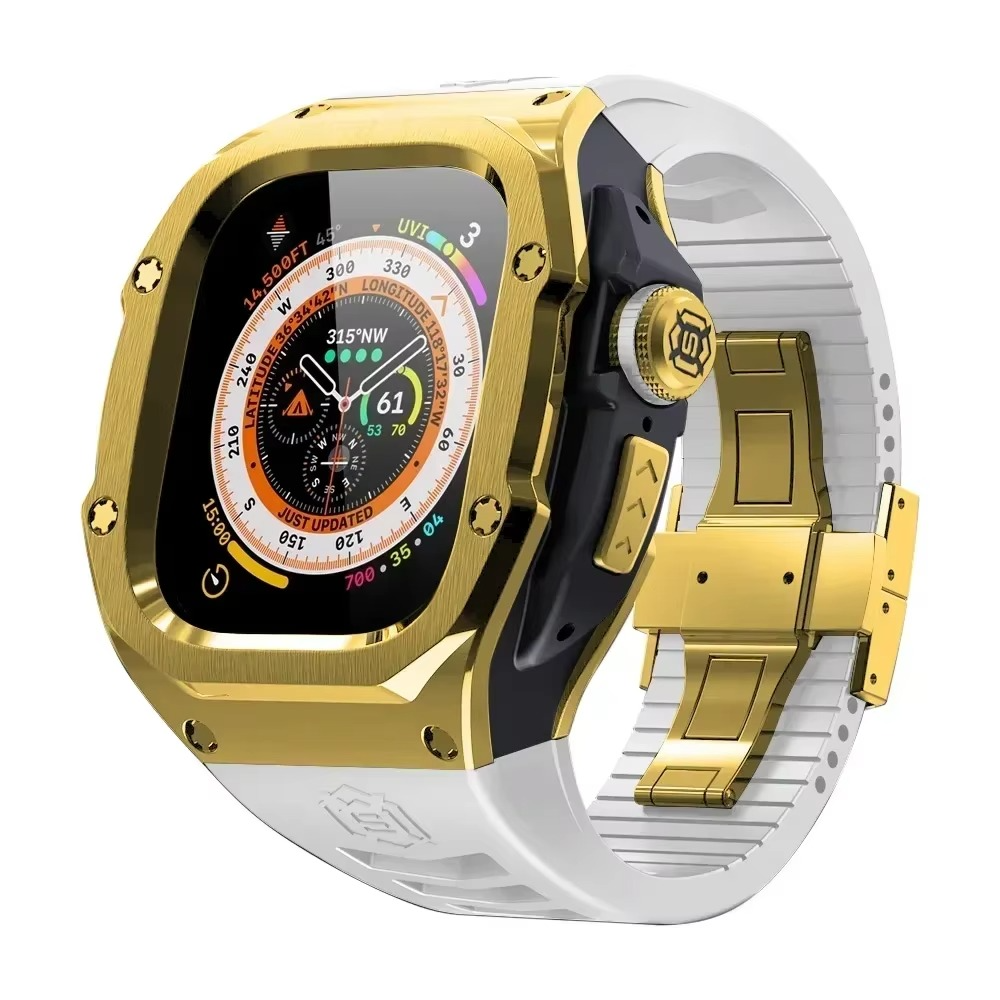 Premium Apple Watch Mod Kit with Stainless Steel Case & Sport Band, Upgrade Protection Set for Ultra & Series Models