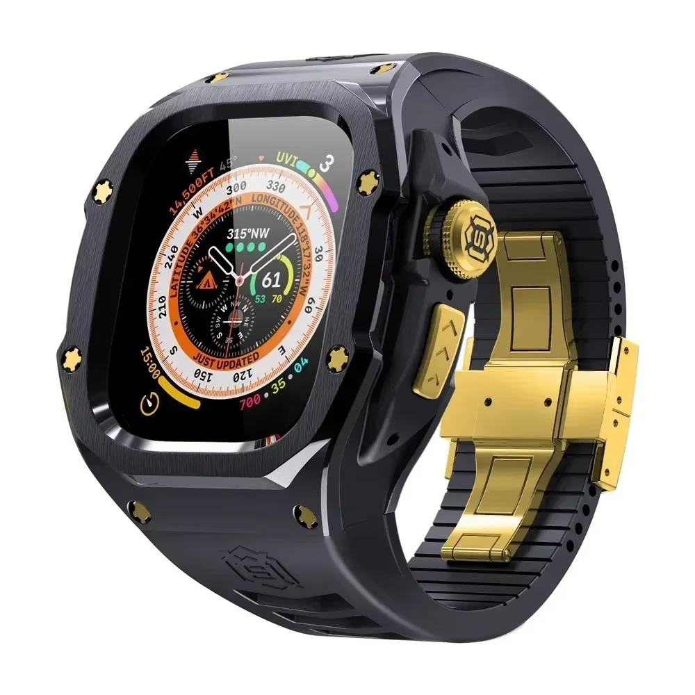 Premium Apple Watch Mod Kit with Stainless Steel Case & Sport Band, Upgrade Protection Set for Ultra & Series Models