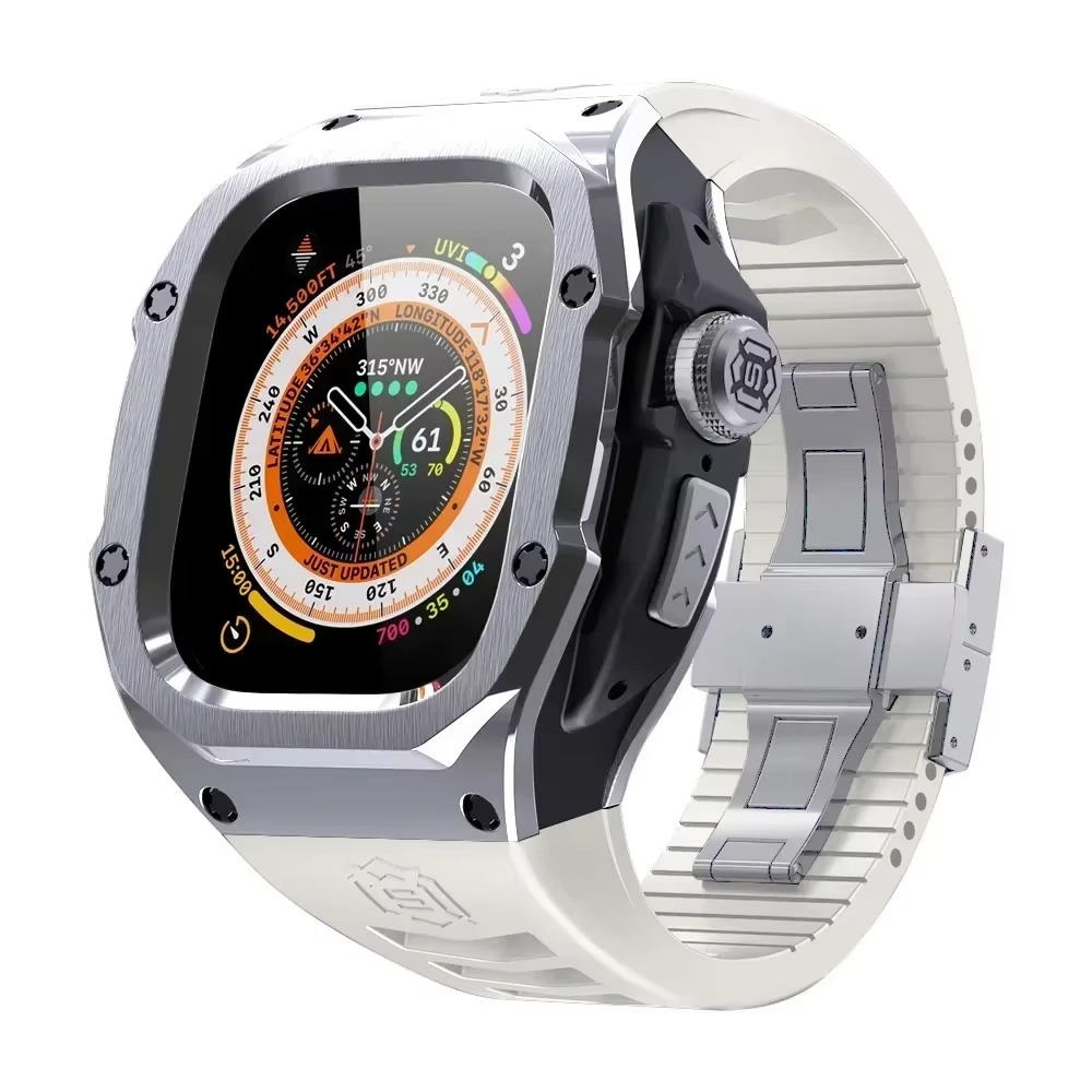 Premium Apple Watch Mod Kit with Stainless Steel Case & Sport Band, Upgrade Protection Set for Ultra & Series Models