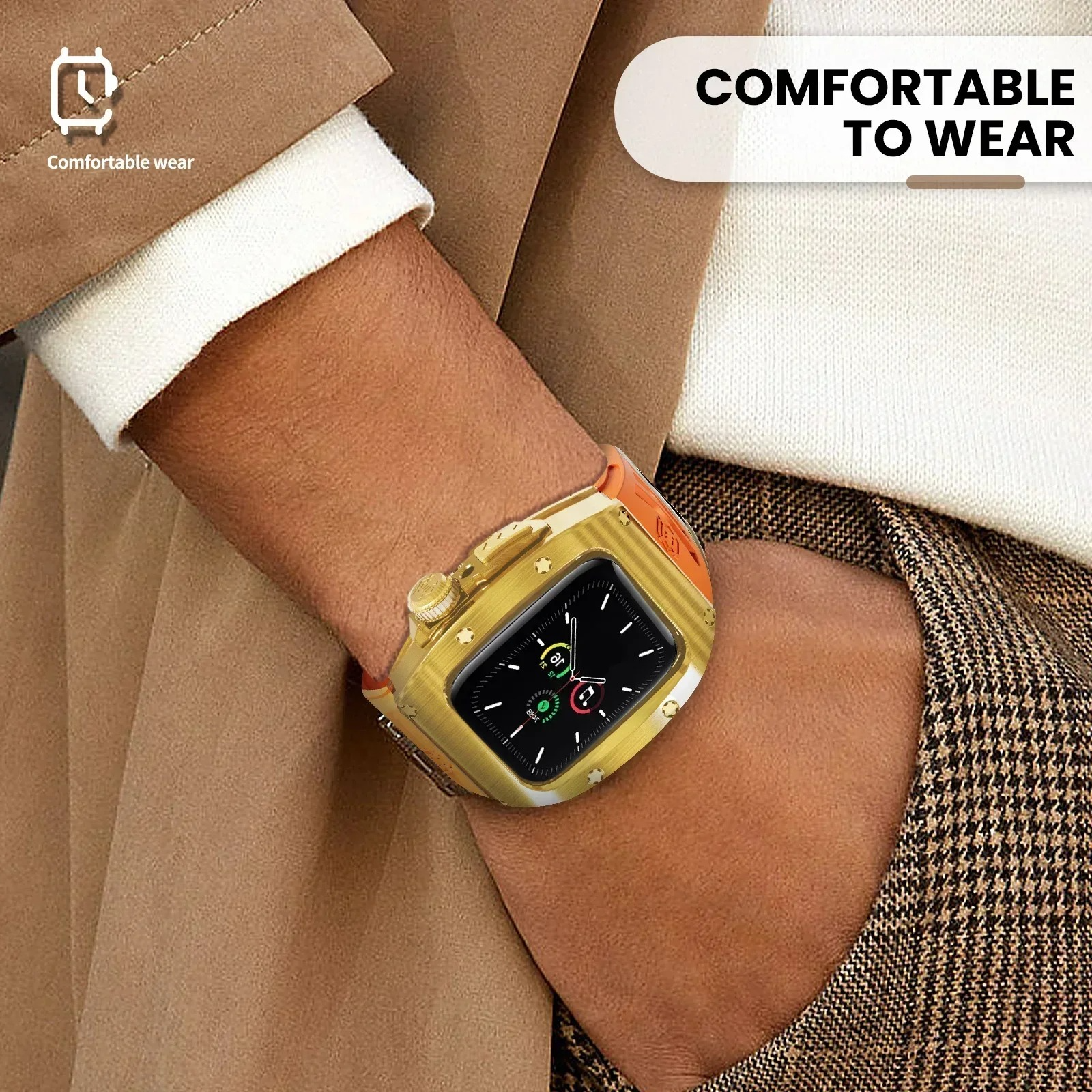 Premium Apple Watch Mod Kit with Stainless Steel Case & Sport Band, Upgrade Protection Set for Ultra & Series Models