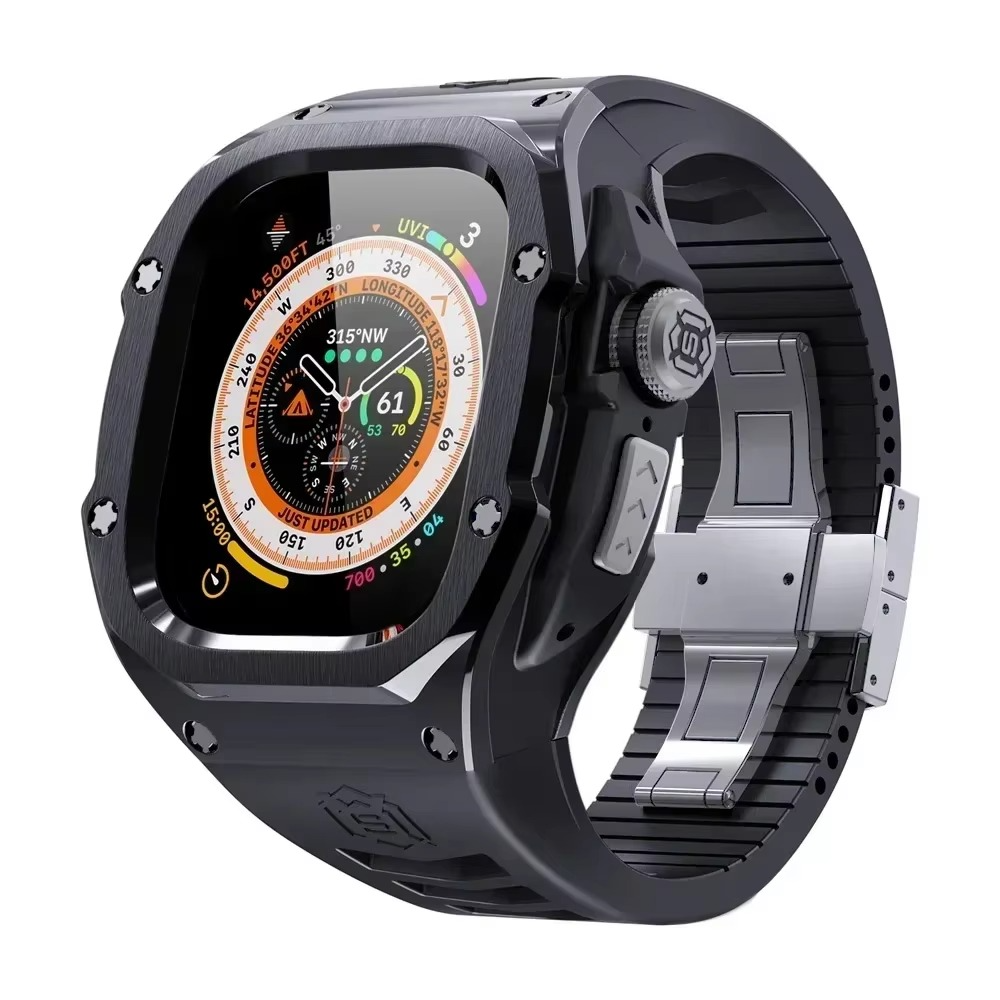 Premium Apple Watch Mod Kit with Stainless Steel Case & Sport Band, Upgrade Protection Set for Ultra & Series Models