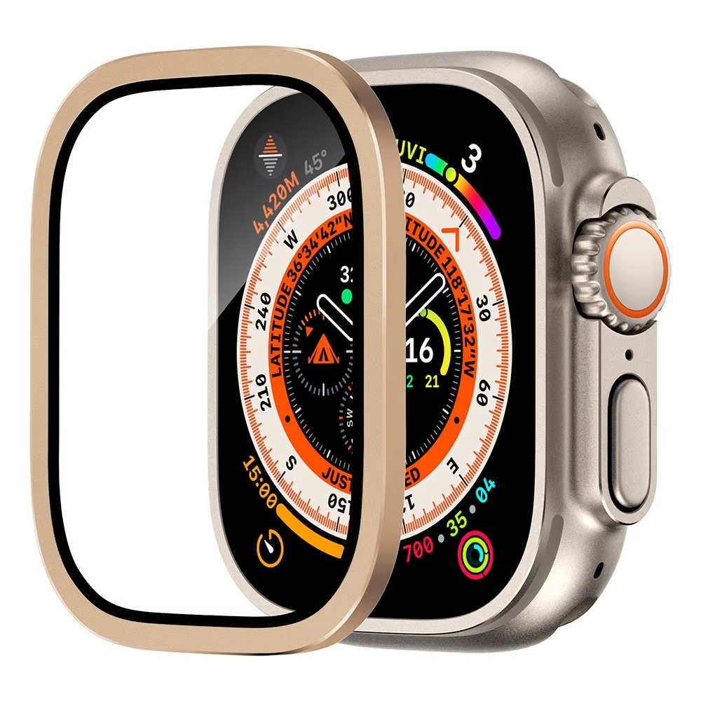 Premium Apple Watch Ultra 49mm Metal Bumper Case with Tempered Glass Screen Protector, Aluminum Alloy Full Protection Cover