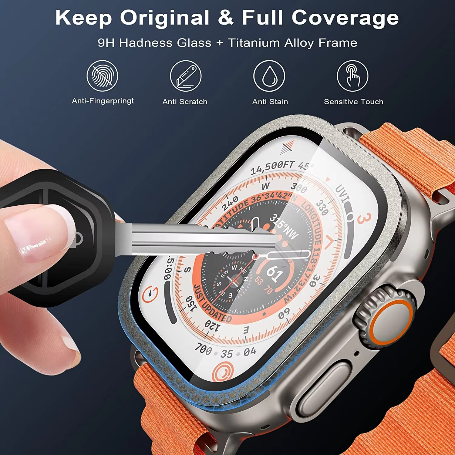 Premium Apple Watch Ultra 49mm Metal Bumper Case with Tempered Glass Screen Protector, Aluminum Alloy Full Protection Cover
