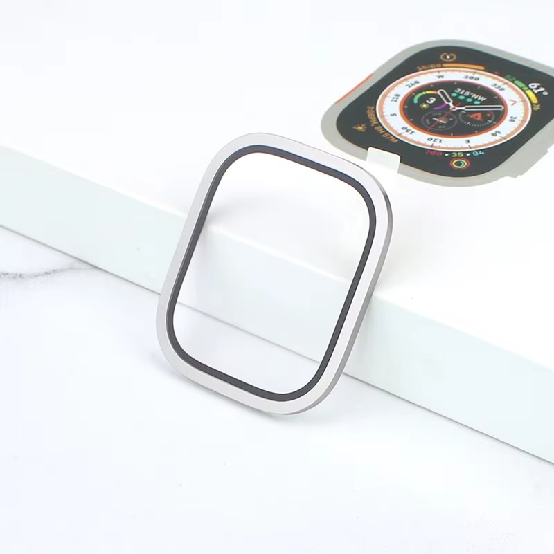 Premium Apple Watch Ultra 49mm Metal Bumper Case with Tempered Glass Screen Protector, Aluminum Alloy Full Protection Cover