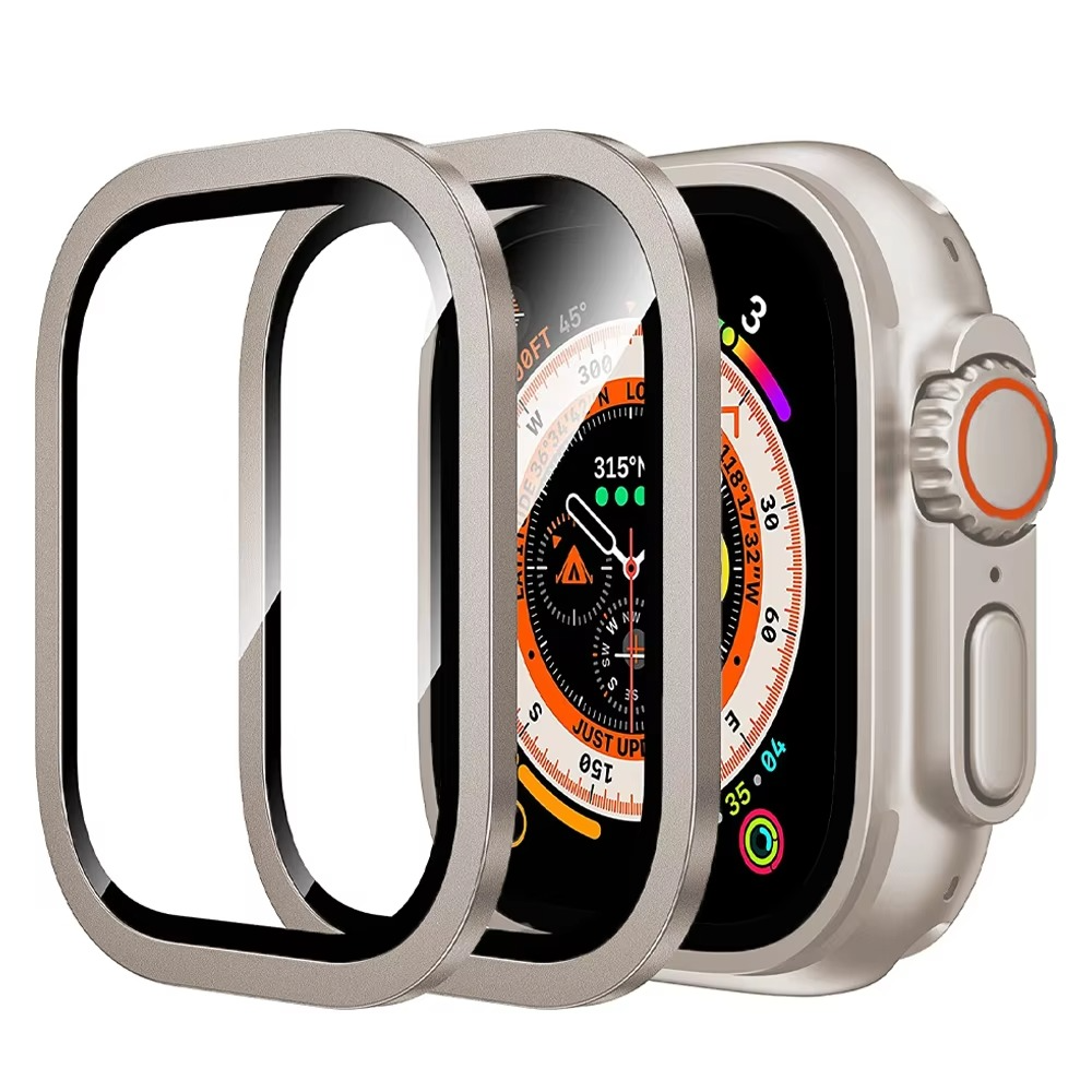 Premium Apple Watch Ultra 49mm Metal Bumper Case with Tempered Glass Screen Protector, Aluminum Alloy Full Protection Cover