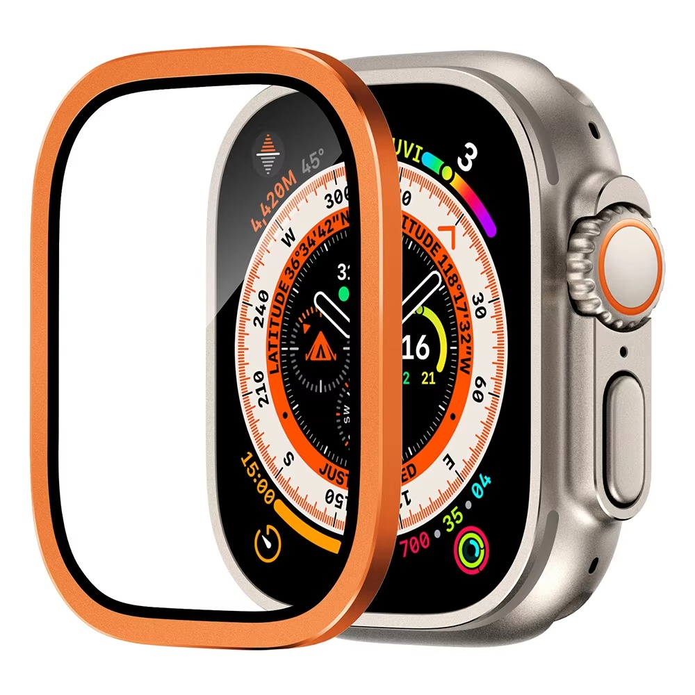 Premium Apple Watch Ultra 49mm Metal Bumper Case with Tempered Glass Screen Protector, Aluminum Alloy Full Protection Cover