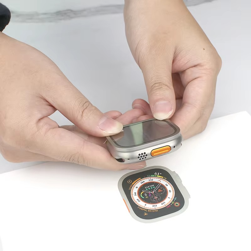Premium Apple Watch Ultra 49mm Metal Bumper Case with Tempered Glass Screen Protector, Aluminum Alloy Full Protection Cover