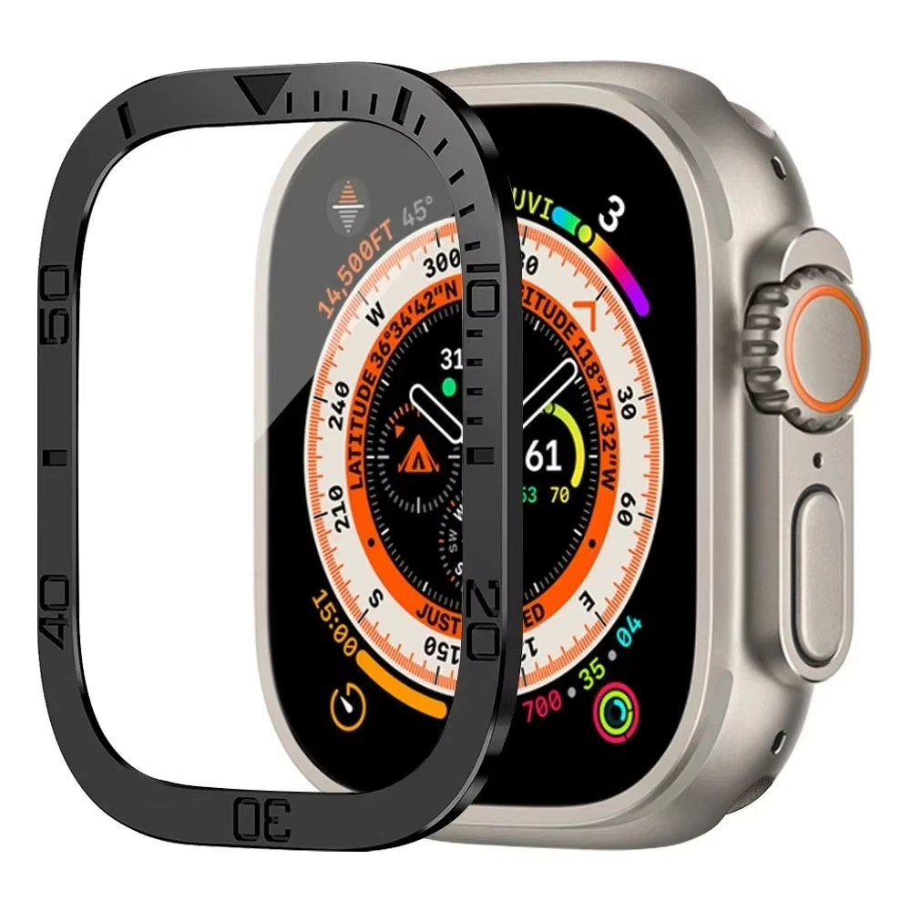 Premium Apple Watch Ultra 49mm Metal Bumper Case with Tempered Glass Screen Protector, Aluminum Alloy Full Protection Cover