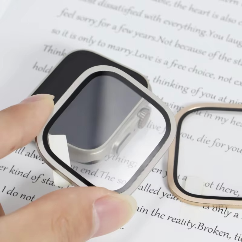 Premium Apple Watch Ultra 49mm Metal Bumper Case with Tempered Glass Screen Protector, Aluminum Alloy Full Protection Cover