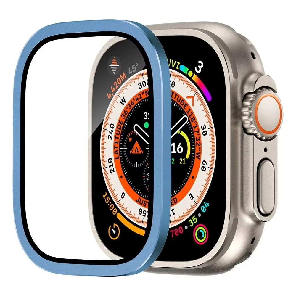 Premium Apple Watch Ultra 49mm Metal Bumper Case with Tempered Glass Screen Protector, Aluminum Alloy Full Protection Cover