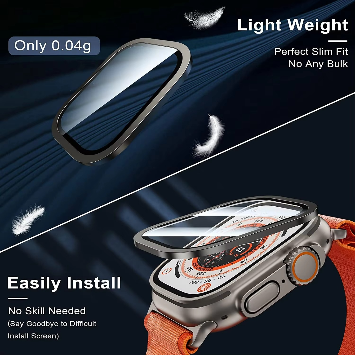 Premium Apple Watch Ultra 49mm Metal Bumper Case with Tempered Glass Screen Protector, Aluminum Alloy Full Protection Cover