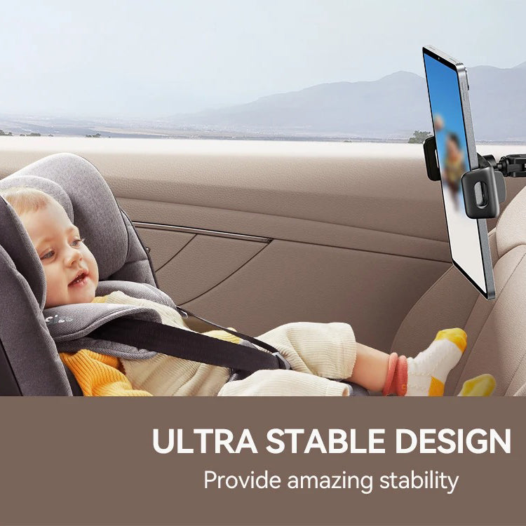 Premium Backseat Tablet & Phone Holder with Adjustable Headrest Installation, Stretchable Hands-Free Car Mount for Passengers