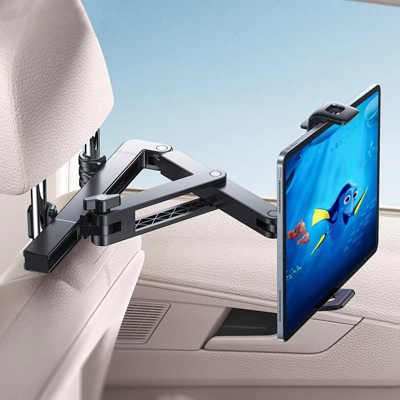 Premium Backseat Tablet & Phone Holder with Adjustable Headrest Installation, Stretchable Hands-Free Car Mount for Passengers
