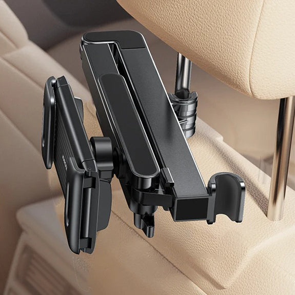 Premium Backseat Tablet & Phone Holder with Adjustable Headrest Installation, Stretchable Hands-Free Car Mount for Passengers